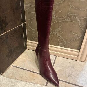Elegant Burgundy Knee-High Boots